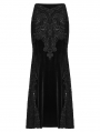 Black Gothic Sequin Embroidered Lace Velvet Fishtail Skirt