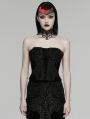 Black Gothic Embroidered Velvet Corset Top for Women