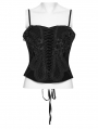 Black Gothic Embroidered Velvet Corset Top for Women