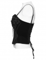Black Gothic Embroidered Velvet Corset Top for Women