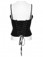 Black Gothic Embroidered Velvet Corset Top for Women