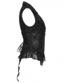 Black Gothic Embroidered Lace Visual Vest for Women