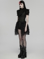 Black Gothic Women's Jacquard Vest with Layered Skirt