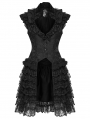 Black Gothic Women's Jacquard Vest with Layered Skirt
