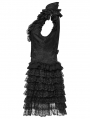 Black Gothic Women's Jacquard Vest with Layered Skirt