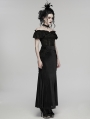 Black Gothic Ruffle Lace Off Shoulder Shirt for Women