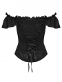 Black Gothic Ruffle Lace Off Shoulder Shirt for Women