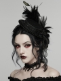 Black Gothic Feather Ribbon Format Hat