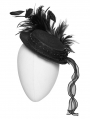 Black Gothic Feather Ribbon Format Hat