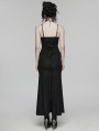 Black Gothic Lace Decal Sexy Fishtail Long Slip Dress