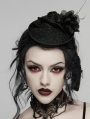 Black Gothic Rose Ribbon Formal Hat