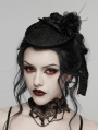 Black Gothic Rose Ribbon Formal Hat