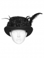 Black Gothic Retro Feather Formal Hat