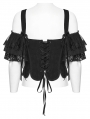 Black Gothic Two-Piece Corset Top with Detachable Sleeves