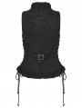 Black Gothic Ruffle V-Neck Drawstring Vest for Women