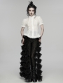 White Gothic Classical Ruffle Short Sleeve Shirt for Women