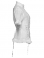 White Gothic Classical Ruffle Short Sleeve Shirt for Women