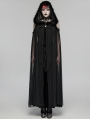 Black Gothic Perspective Mesh Magic Hooded Long Cape for Women