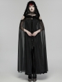 Black Gothic Perspective Mesh Magic Hooded Long Cape for Women