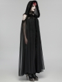 Black Gothic Perspective Mesh Magic Hooded Long Cape for Women