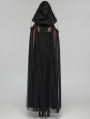 Black Gothic Perspective Mesh Magic Hooded Long Cape for Women