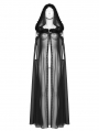 Black Gothic Perspective Mesh Magic Hooded Long Cape for Women