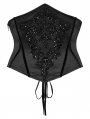 Black Retro Gothic Bead Embroidered Corset Waistband