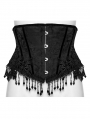 Black Gothic Rose Bead Tassel Corset Waistband