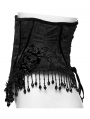 Black Gothic Rose Bead Tassel Corset Waistband