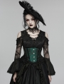 Black and Green Gothic Rose Bead Tassel Corset Waistband