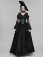 Black and Green Gothic Rose Bead Tassel Corset Waistband
