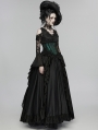 Black and Green Gothic Rose Bead Tassel Corset Waistband