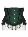 Black and Green Gothic Rose Bead Tassel Corset Waistband