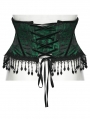 Black and Green Gothic Rose Bead Tassel Corset Waistband