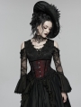 Black and Red Gothic Rose Bead Tassel Corset Waistband