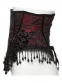 Black and Red Gothic Rose Bead Tassel Corset Waistband