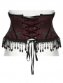 Black and Red Gothic Rose Bead Tassel Corset Waistband