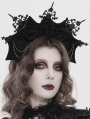 Black Gothic Velevt Rose Beaded Chain Bat Wing Headband