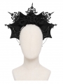 Black Gothic Velevt Rose Beaded Chain Bat Wing Headband