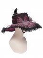 Gothic Red Rose Lace Feathered Victorian Hat
