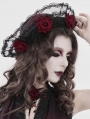Black and Red Gothic Rose Lace Applique Hat