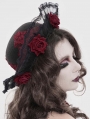 Black and Red Gothic Rose Lace Applique Hat