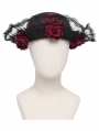 Black and Red Gothic Rose Lace Applique Hat