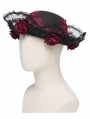 Black and Red Gothic Rose Lace Applique Hat