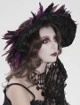 Black and Purple Gothic Lace Feather Victorian Hat