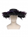 Black and Purple Gothic Lace Feather Victorian Hat