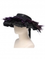 Black and Purple Gothic Lace Feather Victorian Hat