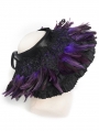 Black and Purple Gothic Lace Feather Victorian Hat