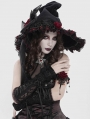 Black and Red Retro Gothic Rose Pointy Witch Hat