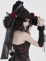 Black and Red Retro Gothic Rose Pointy Witch Hat